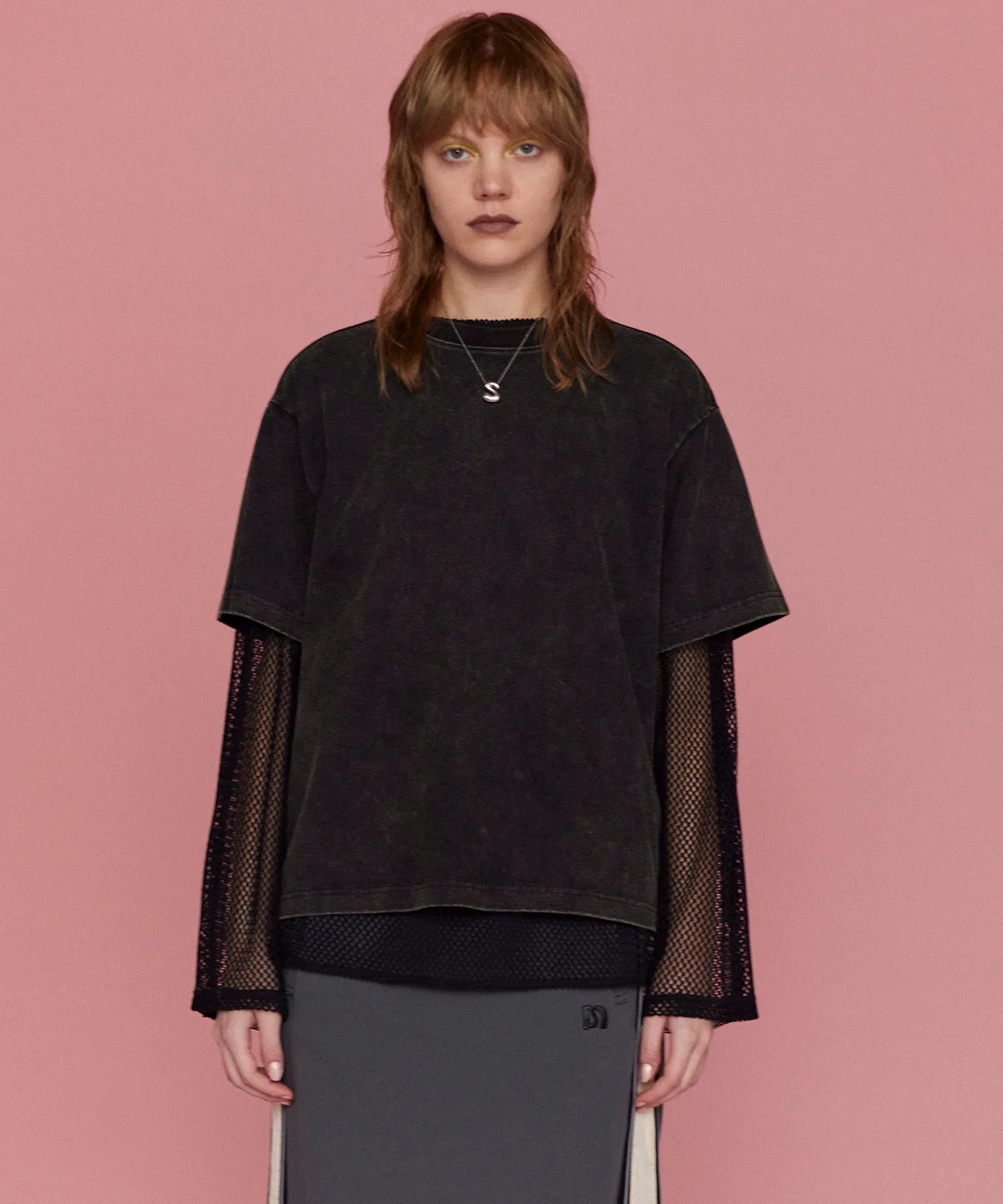 Multiway Mesh Fabric Layered T-shirt