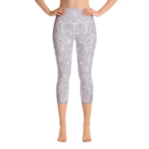 Mystic Mandala Heart Chakra Capri Leggings by Goddess Swag