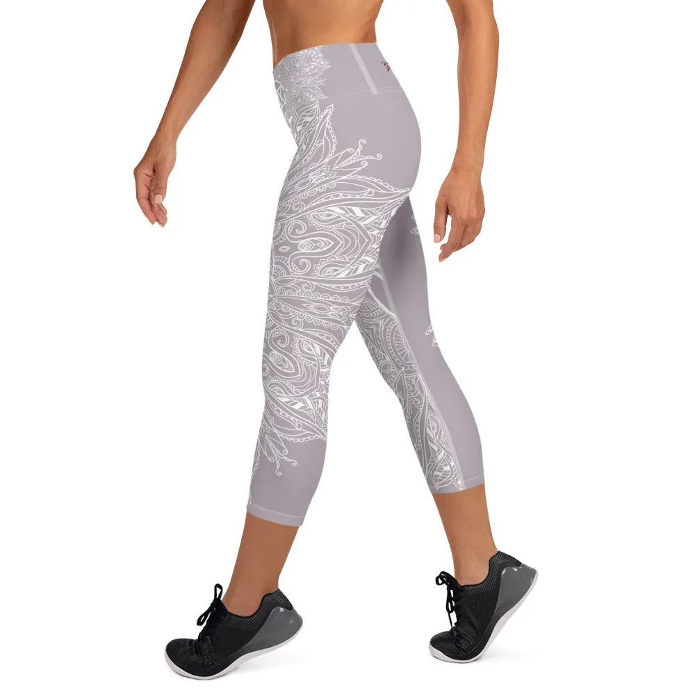 Mystic Mandala Heart Chakra Capri Leggings by Goddess Swag