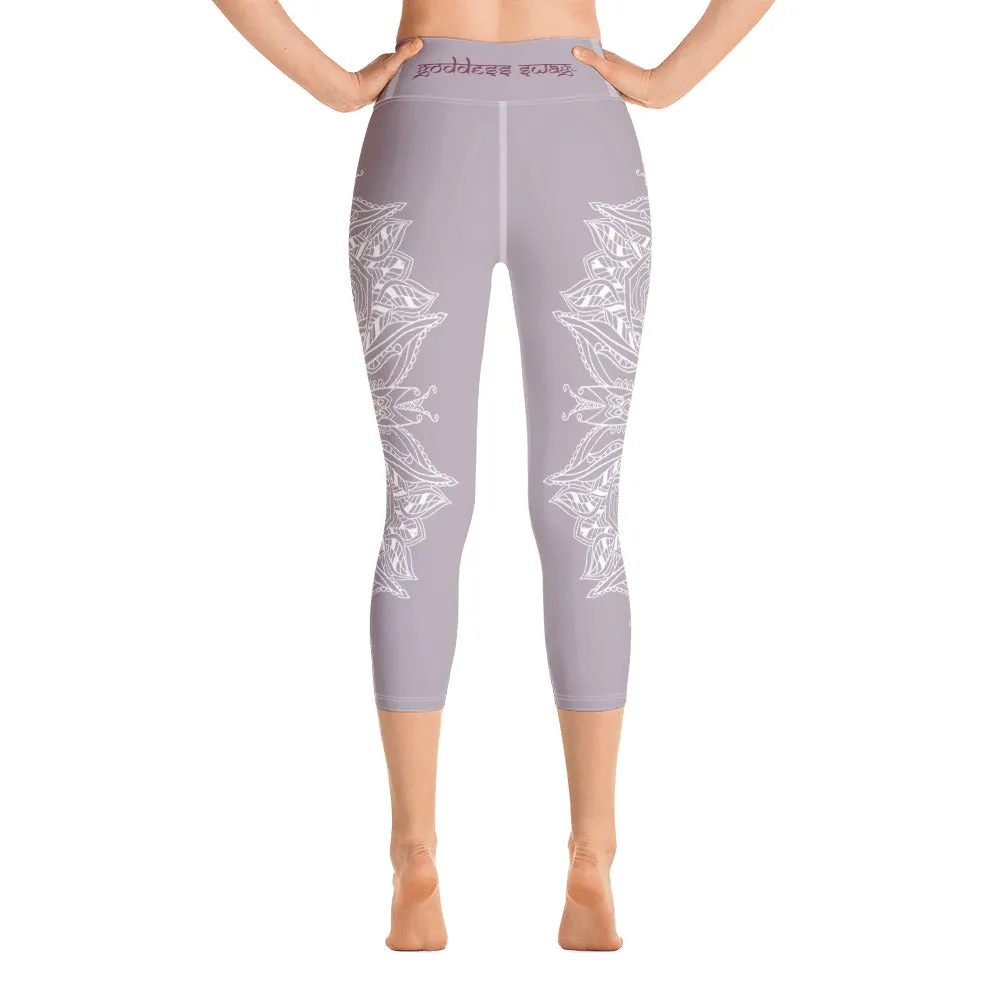 Mystic Mandala Heart Chakra Capri Leggings by Goddess Swag
