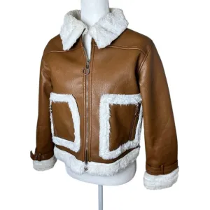 NASTY GAL Faux Leather &amp; Faux Fur Cropped Jacker with Pockets Size 4 / Small