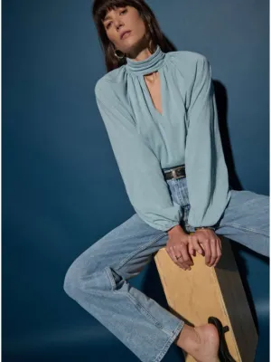 Nation Rosalie Blouse in Sea Frost