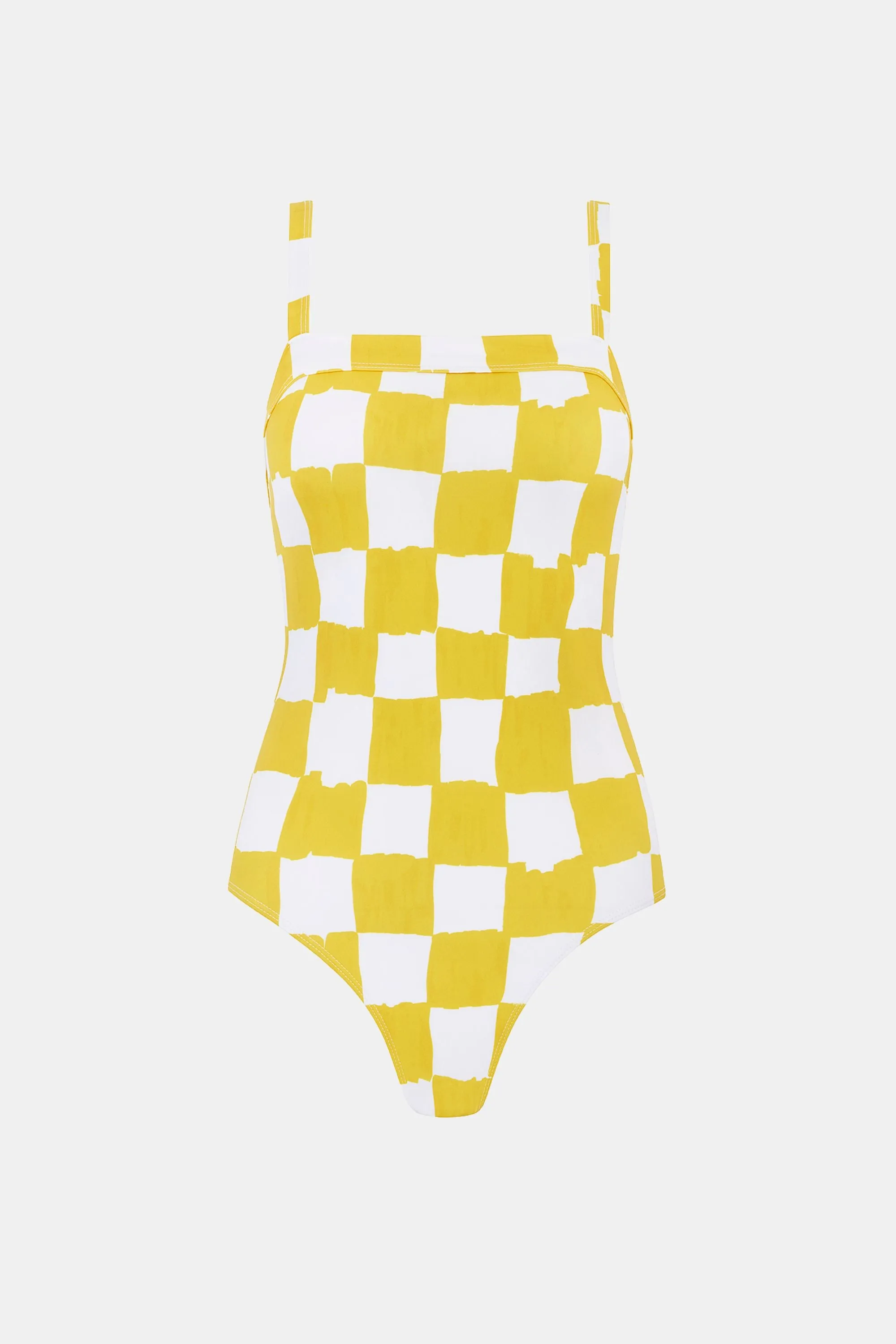 Nell Swimsuit in Yellow And White Checkerboard Print