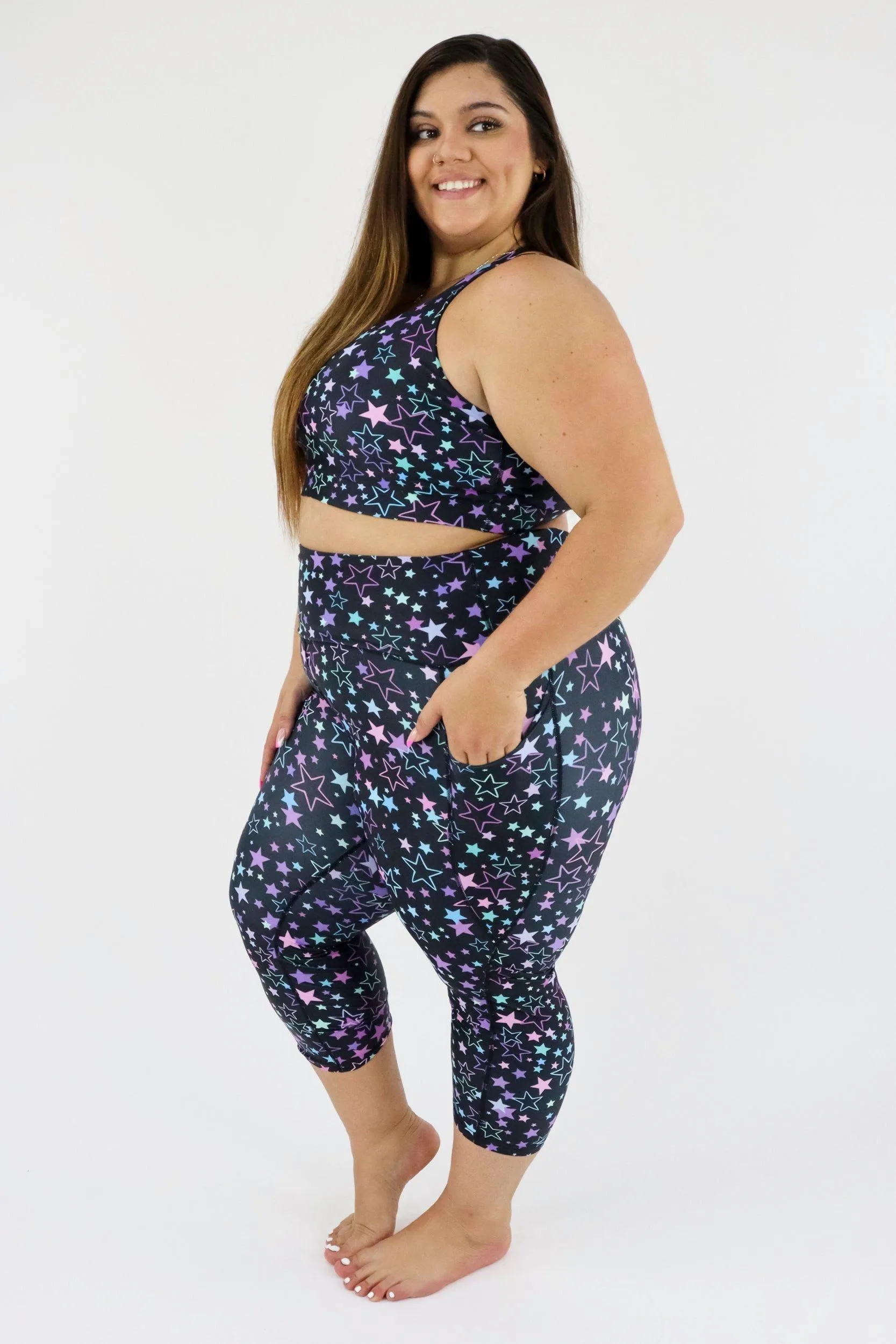 Neon Stars - Dynamic Active - Pocket Capri Leggings