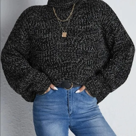 New black turtleneck sweater