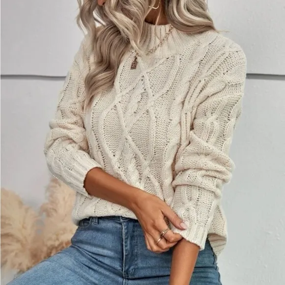 New cable knit turtleneck sweater