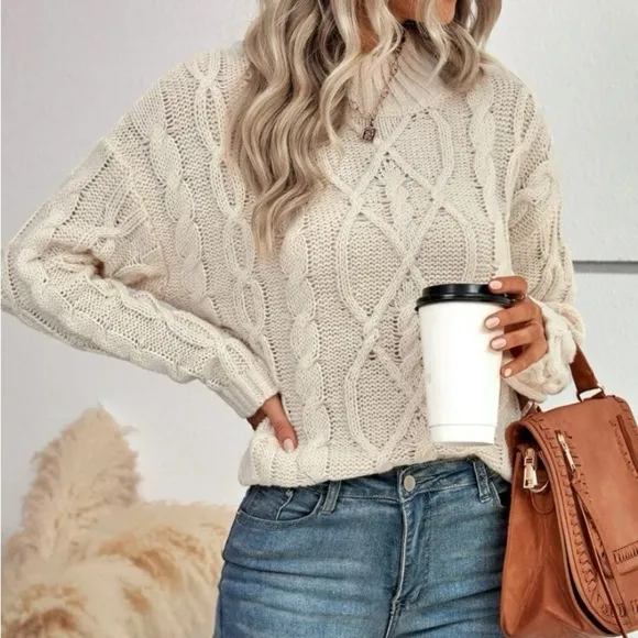 New cable knit turtleneck sweater