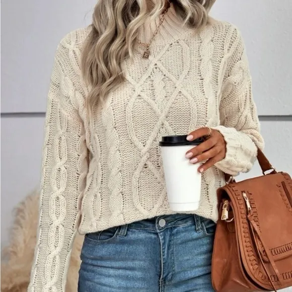 New cable knit turtleneck sweater