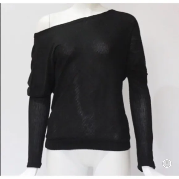 New Casual Black off shoulder women knit loose tops
