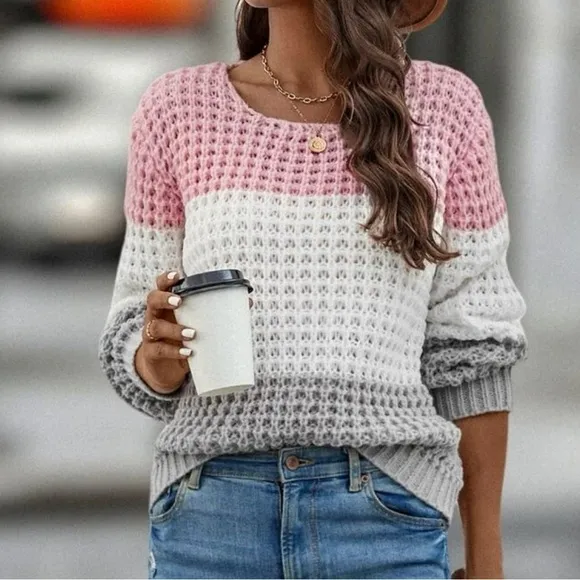 New color block knit sweater
