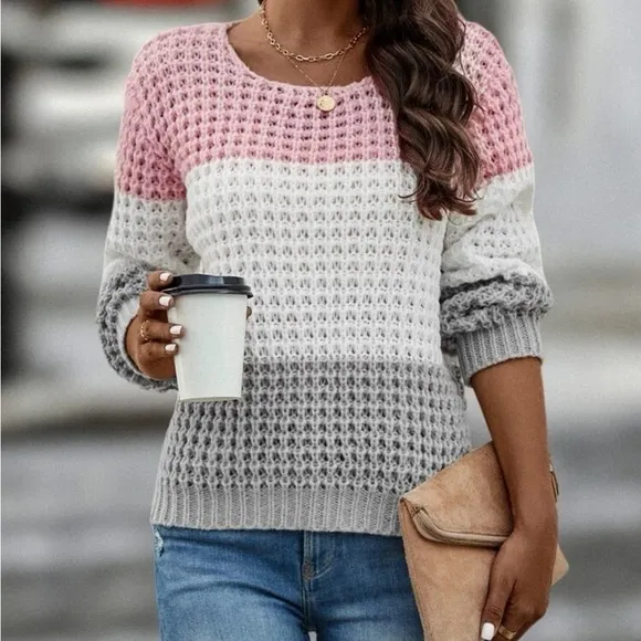 New color block knit sweater