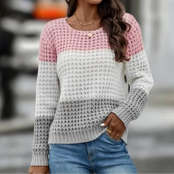 New color block knit sweater