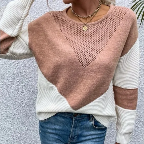 NEW color block long sleeve sweater