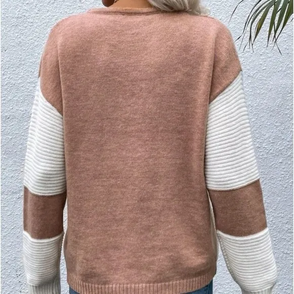 NEW color block long sleeve sweater