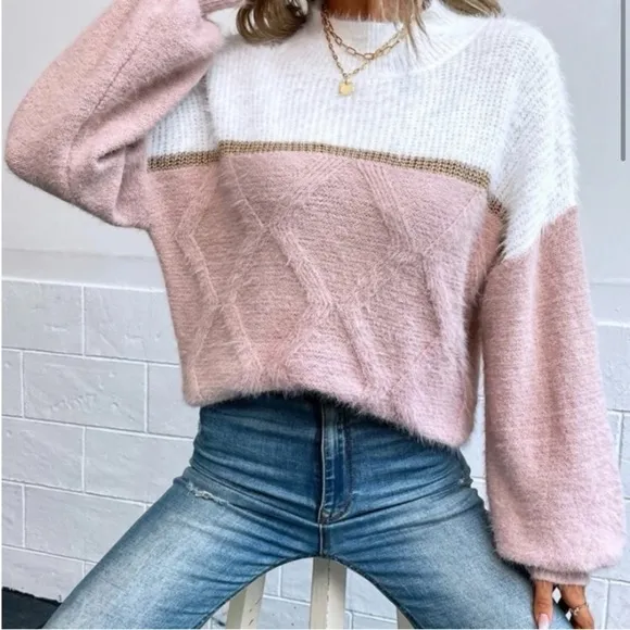 NEW color block long sleeve sweater
