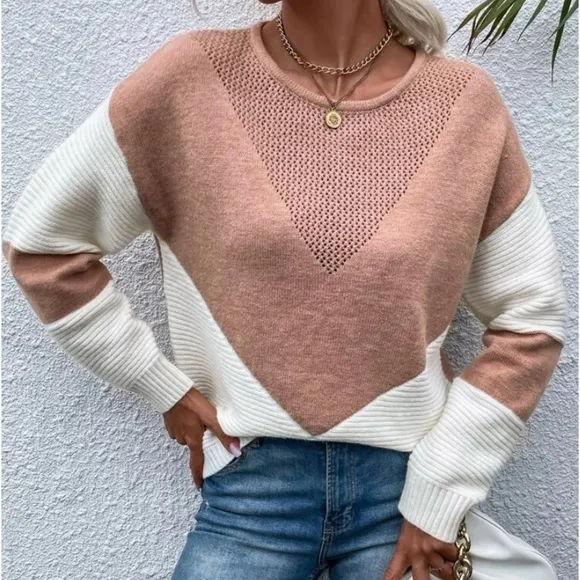 NEW color block long sleeve sweater
