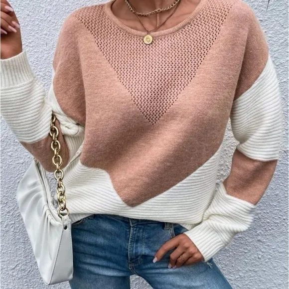 NEW color block long sleeve sweater