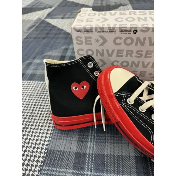 NEW CONVERSE‎ x COMME DES GARCONS PLAY CHUCK 70 HI US MEN'S 9
