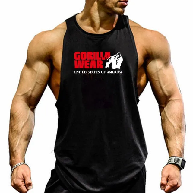 New Fashion Cotton Sleeveless Shirts Tank Top Men Fitness Shirt Mens Singlet Bodybuilding Workout Gym Vest Fitness Men