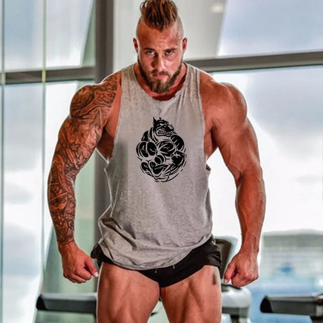 New Fashion Cotton Sleeveless Shirts Tank Top Men Fitness Shirt Mens Singlet Bodybuilding Workout Gym Vest Fitness Men