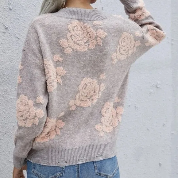New floral long  sleeve sweater