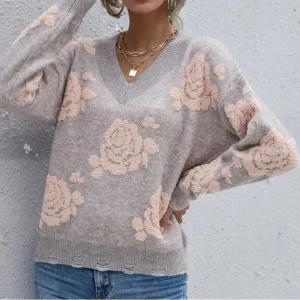 New floral long  sleeve sweater