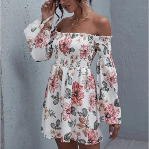 New floral off shoulder dress