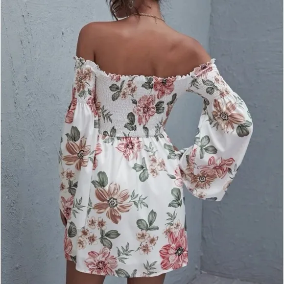New floral off shoulder dress