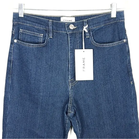 NEW FRAME high rise Le Jane Crop pinstripe railroad stripe straight leg jeans 30