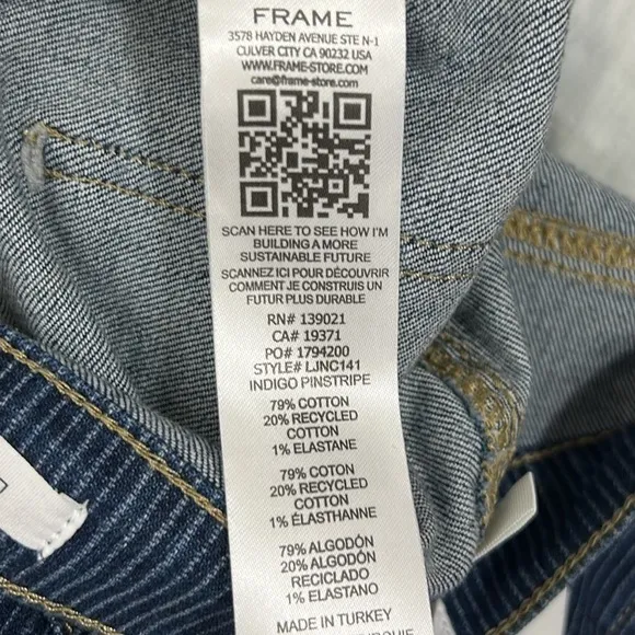 NEW FRAME high rise Le Jane Crop pinstripe railroad stripe straight leg jeans 30