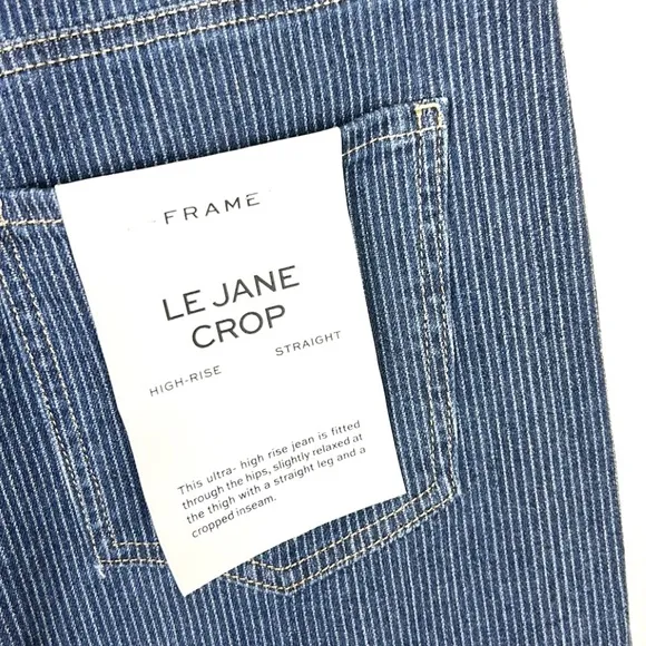 NEW FRAME high rise Le Jane Crop pinstripe railroad stripe straight leg jeans 30