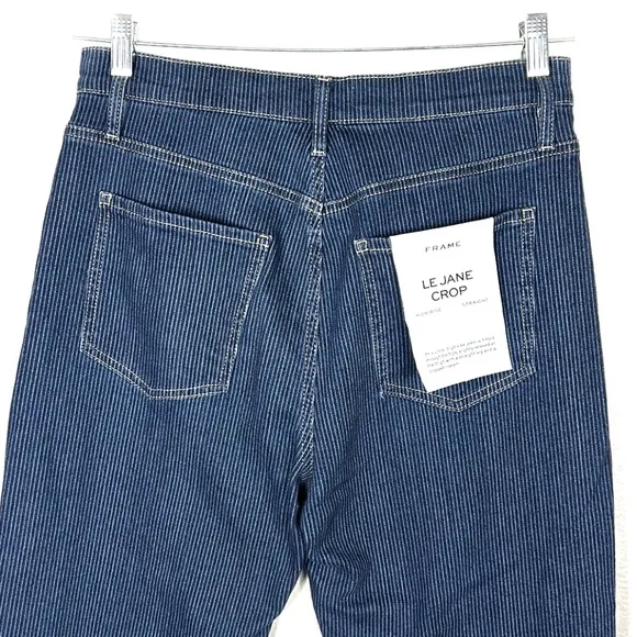 NEW FRAME high rise Le Jane Crop pinstripe railroad stripe straight leg jeans 30