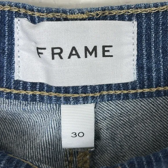 NEW FRAME high rise Le Jane Crop pinstripe railroad stripe straight leg jeans 30