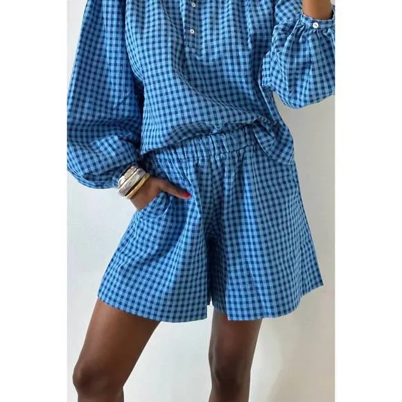 NEW FRNCH lark gingham shorts in blue