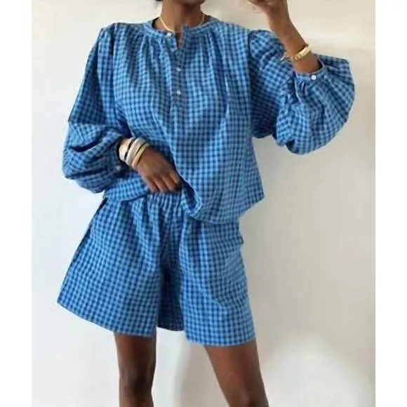 NEW FRNCH lark gingham shorts in blue