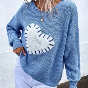 New heart pattern long sleeve sweater