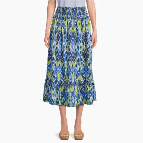 New NIC   ZOE Diamond Dash Midi Skirt in Blue Multi Size XL