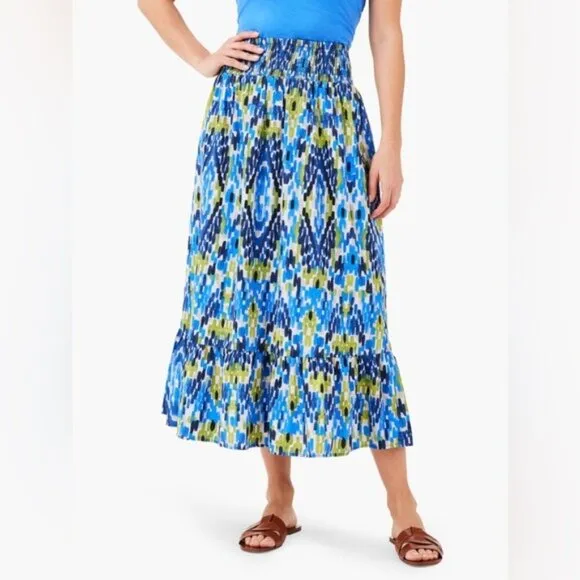 New NIC   ZOE Diamond Dash Midi Skirt in Blue Multi Size XL
