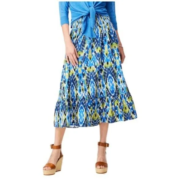 New NIC   ZOE Diamond Dash Midi Skirt in Blue Multi Size XL
