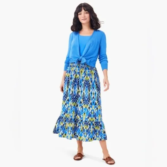 New NIC   ZOE Diamond Dash Midi Skirt in Blue Multi Size XL