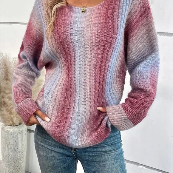 New ombre soft long sleeve sweater