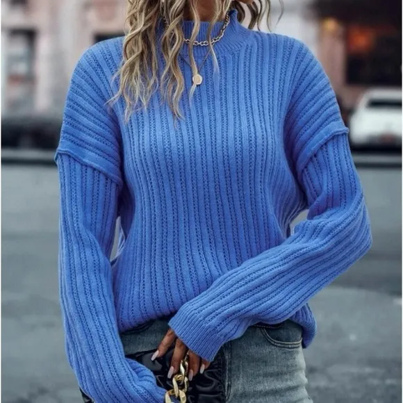 New ribbed knit mock neck sweater