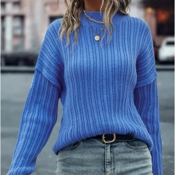 New ribbed knit mock neck sweater