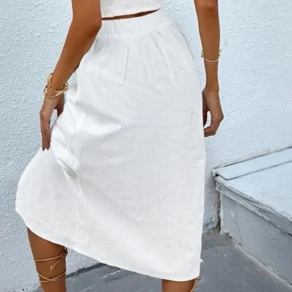 New white button down skirt