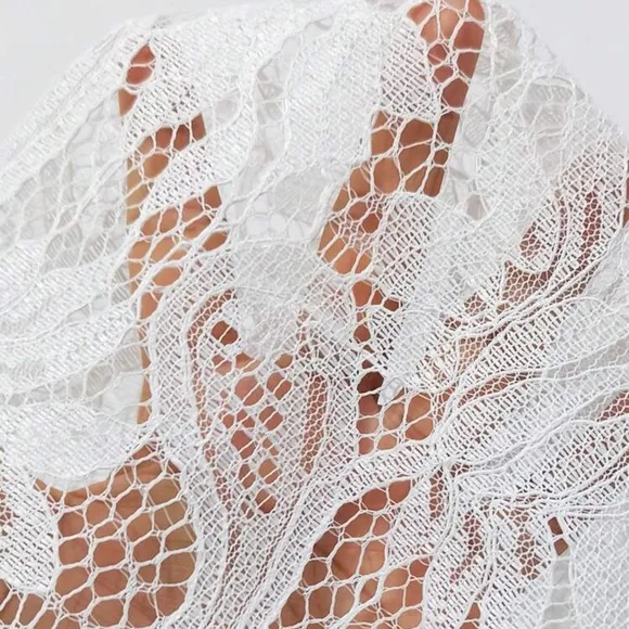 New white lace 3/4 length sleeve cardigan