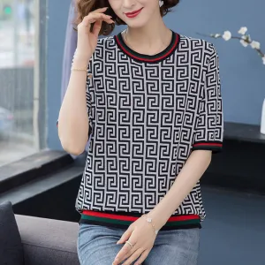 New Women Summer Mothers Clothes Short Sleeve Loose Casual T-shirt