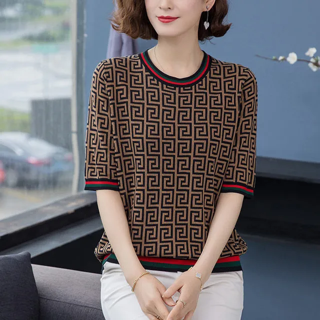 New Women Summer Mothers Clothes Short Sleeve Loose Casual T-shirt