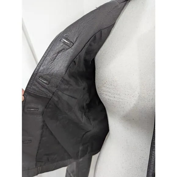 NEWPORT NEWS! SLEEK CROPPED LENGTH GENUINE LEATHER, BLACK JACKET! SZ 8
