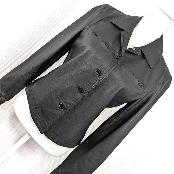 NEWPORT NEWS! SLEEK CROPPED LENGTH GENUINE LEATHER, BLACK JACKET! SZ 8