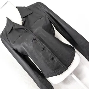 NEWPORT NEWS! SLEEK CROPPED LENGTH GENUINE LEATHER, BLACK JACKET! SZ 8